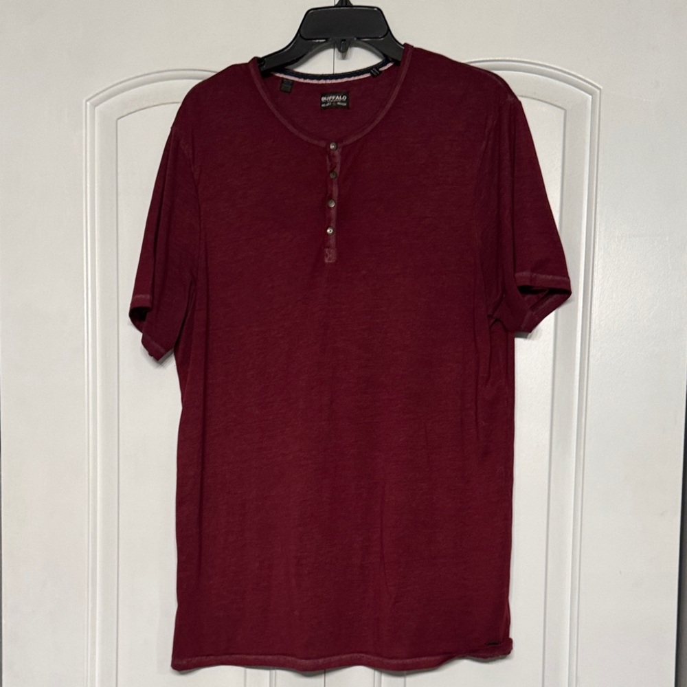 Buffalo David Bitton Burgundy Henley Shirt